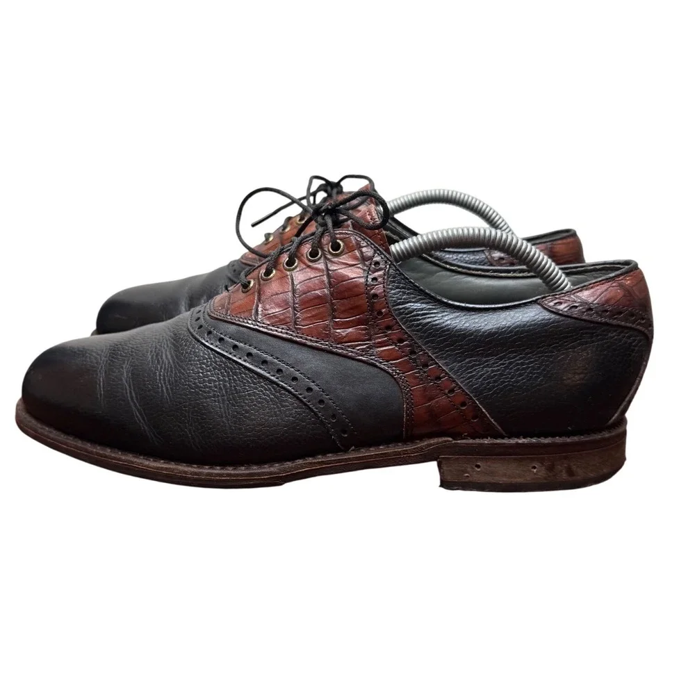 FootJoy Premiere Classics Dry 9.5 D Golf Shoes Wingtip Black Brown 50487 USA
